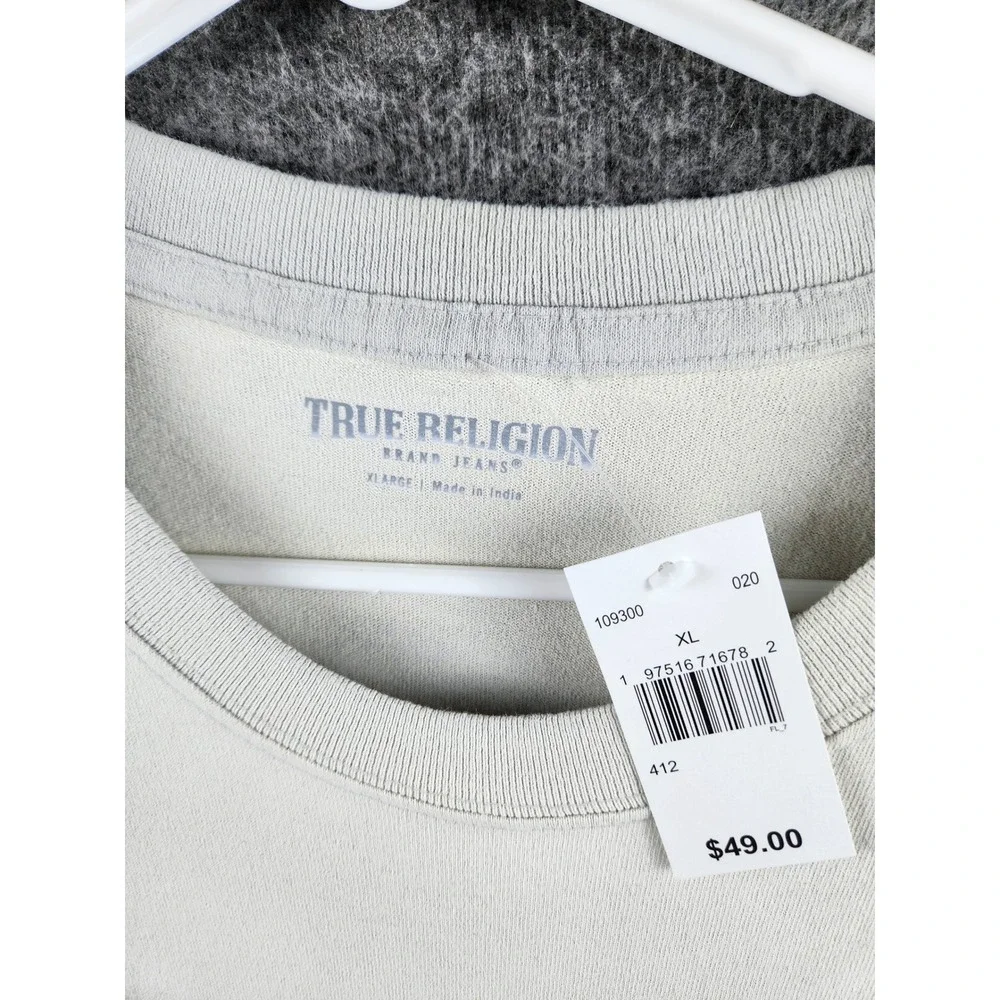 True Religion Buddha Guitar Graphic T Shirt XL Light Grey Cotton Blend - Picture 3 of 8